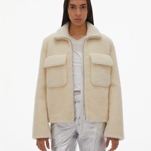 Helmut Lang Teddy Bomber Jacket M Wool White Coat Fluffy
